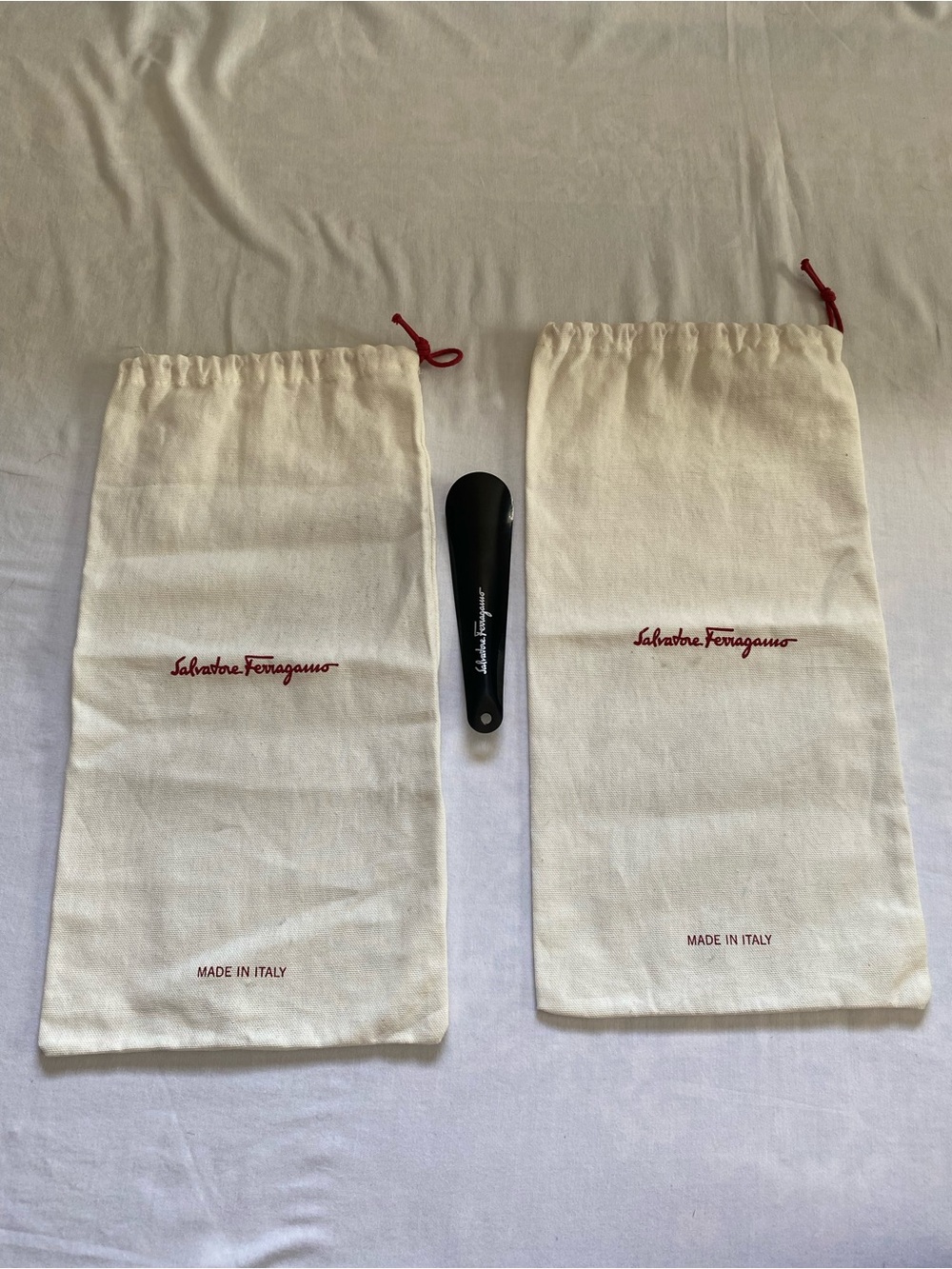 Salvatore Ferragamo Dust Bags & Black Metallic Shoe Horn